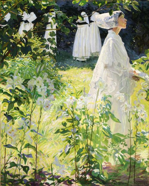 William John Leech, A Convent Garden, Brittany, 1913