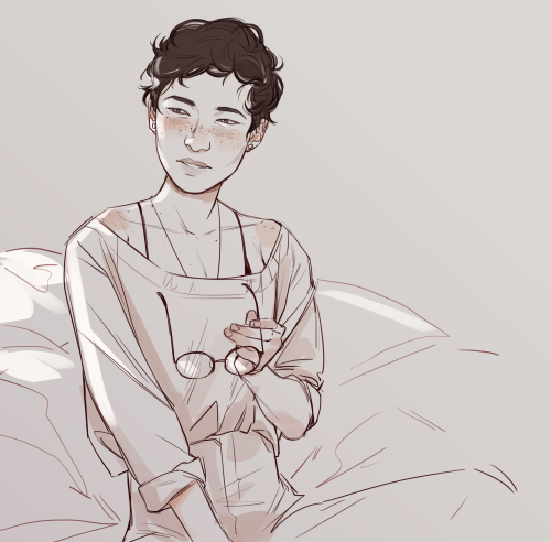 lesly-oh:Wish I had other explanation besides wanting to draw sleepy/messy hair Julia Argent, but th