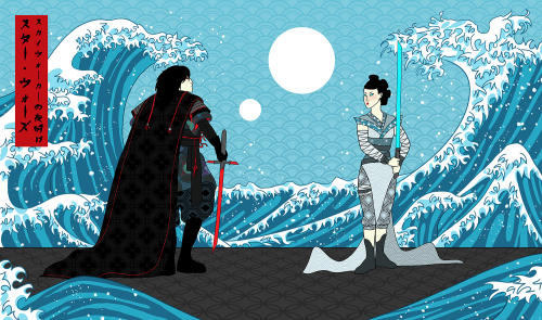 etodraws: Japanese Ukiyo-e inspired / “The Forest”, “The Palace” and “The Sea”.