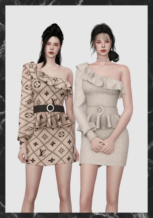 [Sudal] Belt ruffle dress▶ All lod▶ Nomal map▶ Belt - Specular Map▶ 30 Swatch ♥ Thanks for all CC 