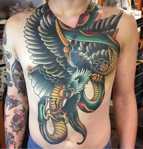 snake chest tattoo by brandonbond on DeviantArt