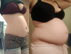 softstretchmark:Another comparison pic, because i love them 135lbs in April 2016 205lbs in May 2017 