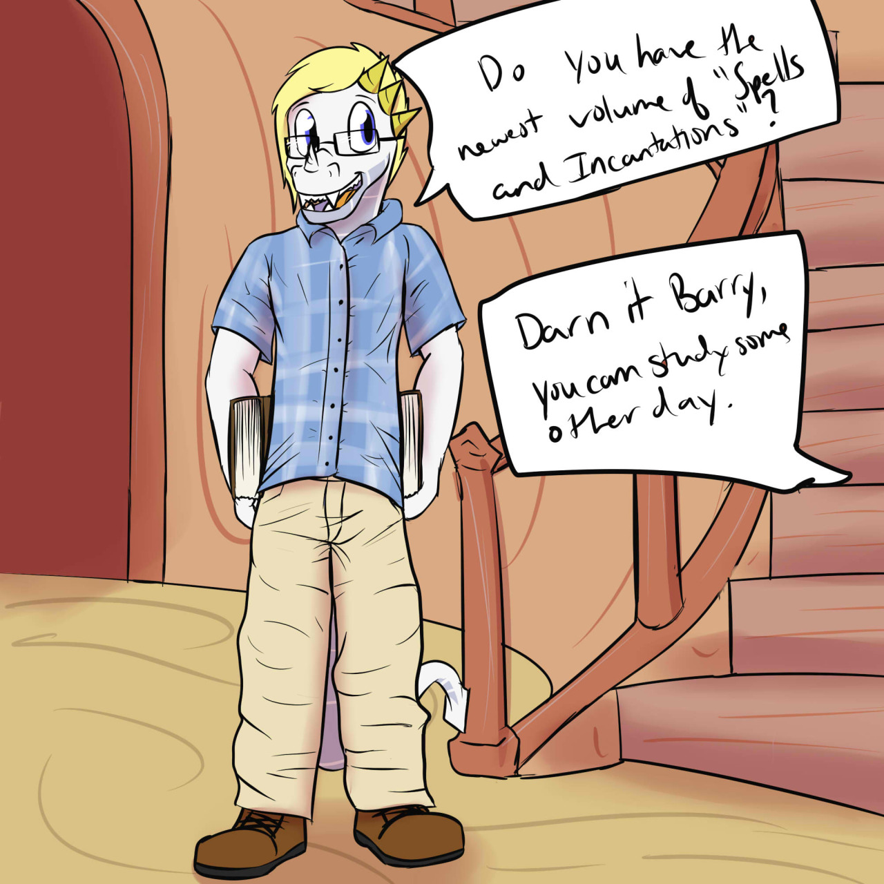 Barius really likes the library, and not just becuase his friend Spike lives there.