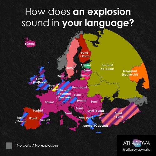 such-justice-wow:mapsontheweb: How does an explosion sound in your language?by @Atlasova_world Lovin