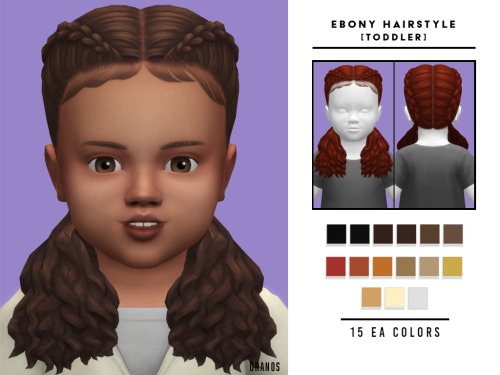 Ebony Hairstyle [Toddler]Ebony Hairstyle is a medium hairstyle for toddlers sims. This hair has 15 E