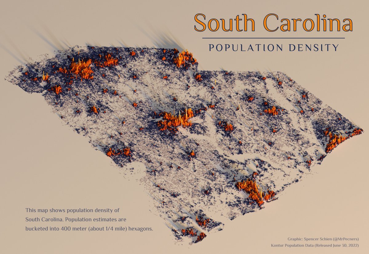 South Carolina population density. by MrPecners Maps on the Web