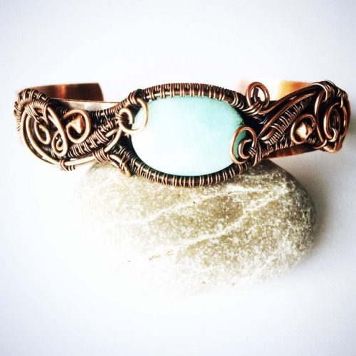 SOLD Amazonite copper cuff bracelet more copper cuffs in store ….  www.instagram.com/