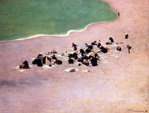 Washers at Étretat   -   . Félix Vallotton , 1899Swiss,1865-1925Oil on cardboard, 40 x 52 cm.