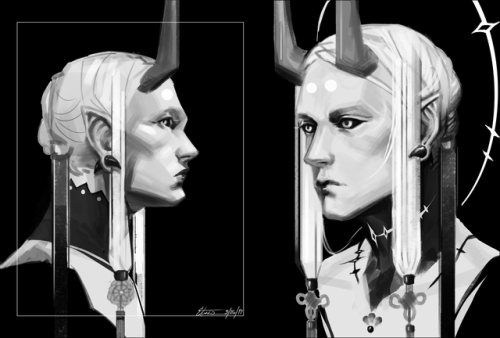 Concept design sketches for my bjd head Venitu (Fifth Motif)Getting the likeness to the doll head wa