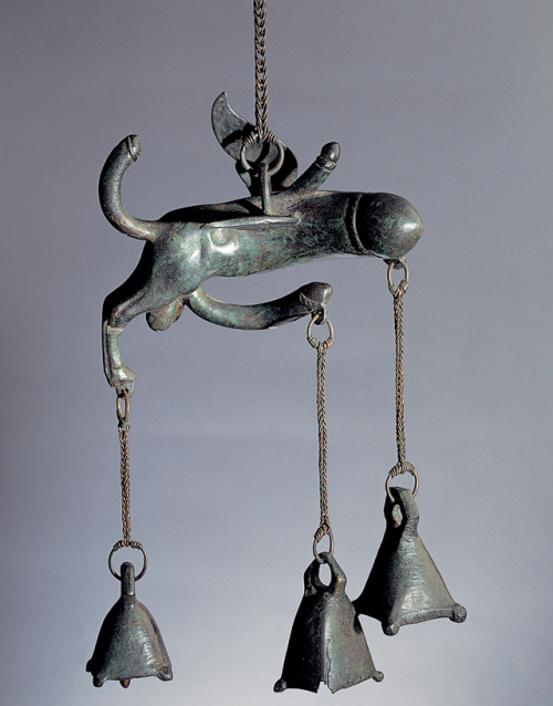 pelusian:Roman TintinnabulumBronze phallus-shaped tintinnabulum bells. Roman, 1st century AD. R