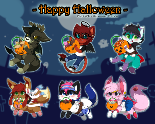 YCH - Chibi Halloween sold at my furaffinity ^ _ ^I have been doing these on the past 3 days ! Pleas