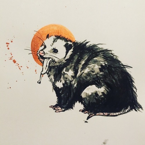 opossummypossum: underbirdart: More Inktober drawings! Really enjoying the copper ink and brush late