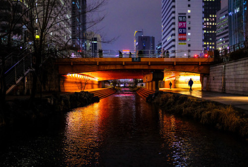 The Cheonggyecheon on a damp January night&hellip;