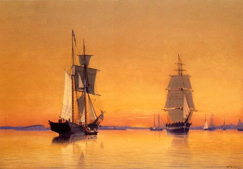 Ships in Boston Harbor at Twilight, 1859, William Bradford