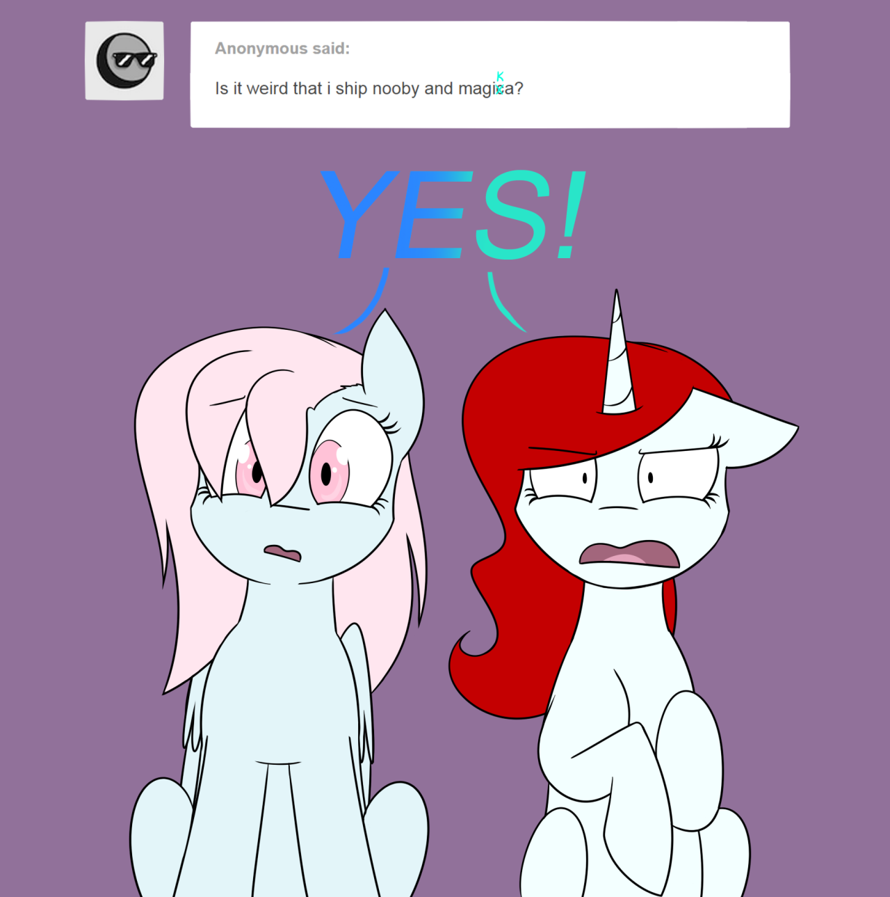 ask-nooby:  Magika: I guess how someone could see us as a couple at first but still,