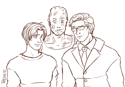 Still a fan of shipping these three weirdos together. ♥ From left to right, Peter Parker, Wade Wilso