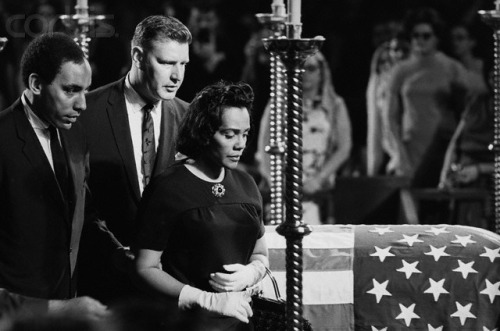 thosekennedys:Coretta King at the funeral of Robert Kennedy, June 1968.