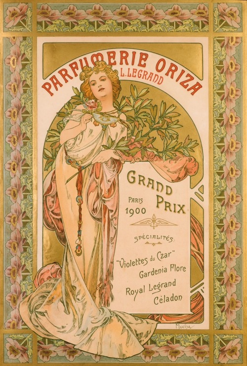 Parfumerie Oriza.c.1901.62 x 42 cm.Art by Alfons Mucha.(1860-1939).