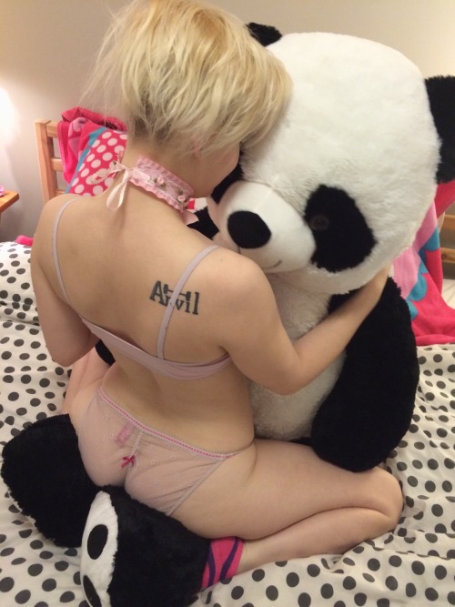 miniature-minx:  I’ve been such a good girl that daddy got me a panda the size of me!! Gosh I’m so spoiled 😊👑 His name is Pandington the Panda.   ✨Princess collar from @littleqsoddities✨ 