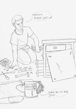 221booksinthetardis:  Inspired by a Tumblr text post (imagine your OTP trying to build IKEA furniture..) 