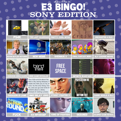 skullomania: MY E3 BINGO CARDS ARE DONE!!! The Best/Worst Religious Holiday deserves the The Best/Wo