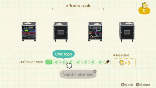 Item: effects rack# of customizations: 9Customization names: none, familiar logo, chic logo, rock lo