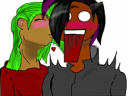 Bloodmane, with his girlfriend.. SNEAKATTACK KISS!!!!
