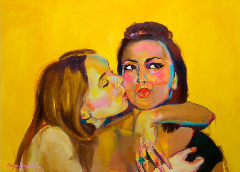 artbeautypaintings:  The kiss - Natalia Baykalova 