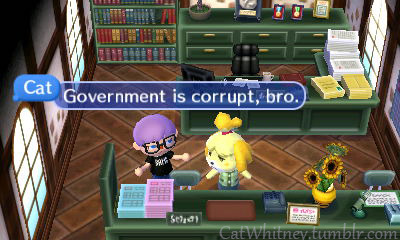 sunnythetragic-clown:   catwhitney:  So today I was a hipster in Animal Crossing