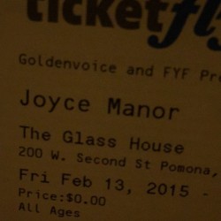 Will be a great night! #JoyceManor #TheGlassHouse