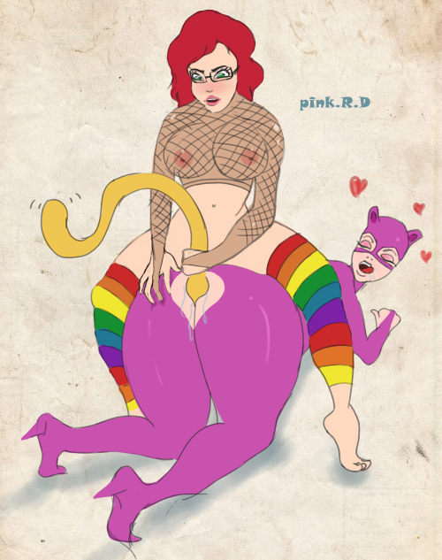 pinkrabbitdrawings:  @theterriblecon concubine playing with kitty babes tail lol sketching as much as i can cause im very busy right now with school. but these babes playing around is sexy lol also check @theterriblecon as well 
