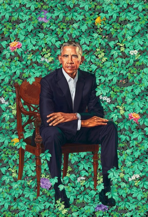 meteorological–phenomenon:  meteorological–phenomenon:   sixpenceee:  President Barack Obama’s official portrait to be hung in the Smithsonian museum.  Painted by Kehinde Wiley   I think it’s also important to add that this made him the first