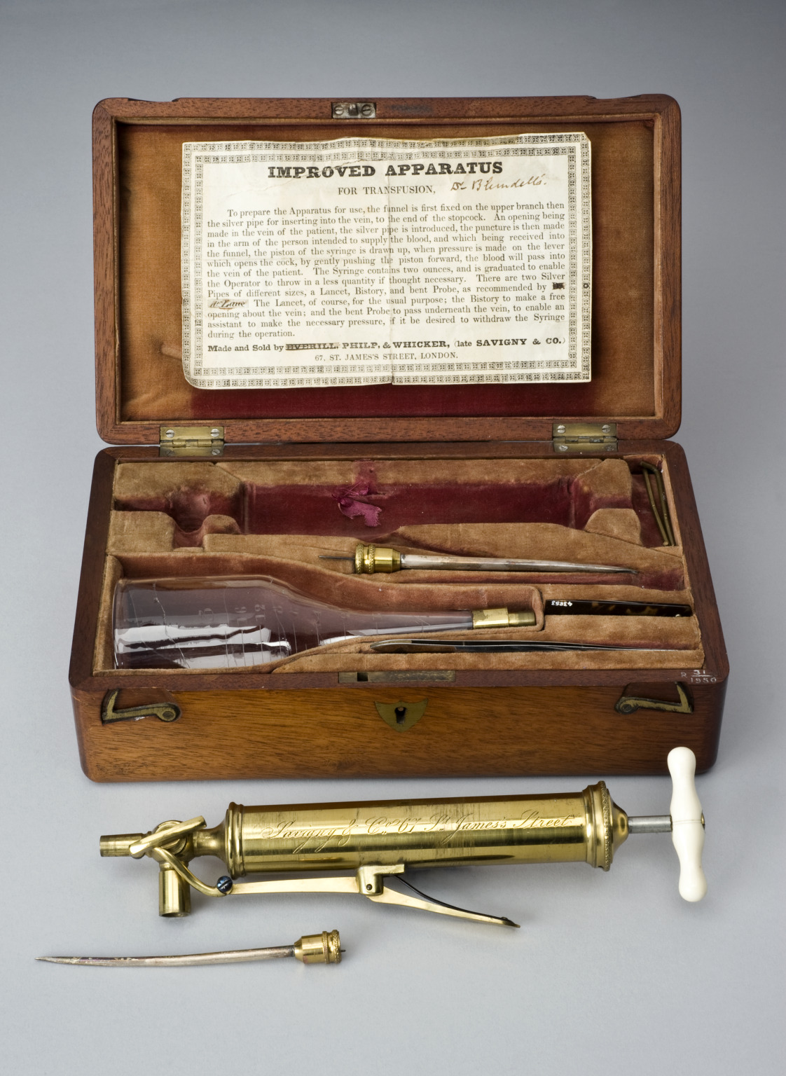 acrosscenturiesandgenerations:  ▪Blundell’s blood transfusion apparatus. Place of origin:  London, EnglandDate: 1801-1900• James Blundell (1790-1878) was a British obstetrician. He performed the first recorded successful human-to-human blood transfusion