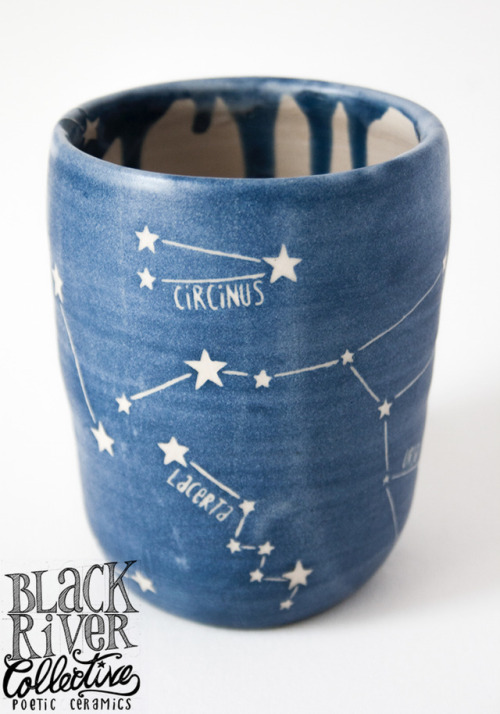 Andromeda, Norma, Circinus, Lacerta, Ursa Major, Corvinus, Lyra.New hand-painted constellation-cup o
