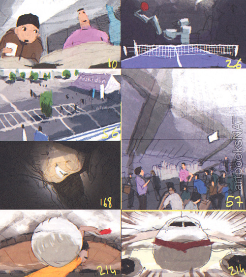 artbooksnat: Ping Pong (ピンポン) image board concept art for episodes #8 through #11, selected from Pi