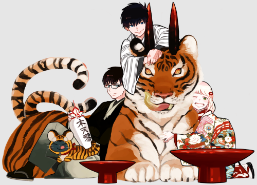flower-of-assiah: ★{ Ao no Exorcist / 青の祓魔師 }★↳ New Year’s art for 2022 from Kato of the Golden Trio