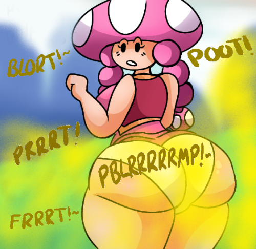 Toadette Farting Confusing Eggy Poots by Luiron