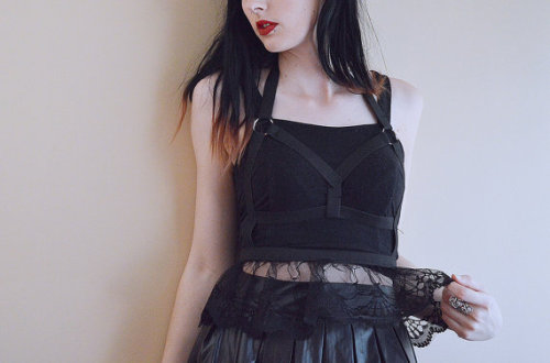 littlealienproducts:Black Lace Chest Harness by TheLittlePinkKitten