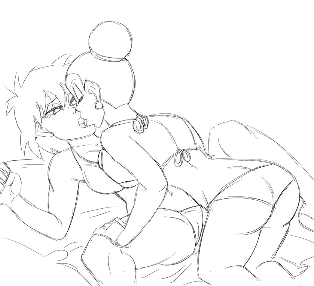   Anonymous said to funsexydragonball: can you draw chichi and gine tongue kissing