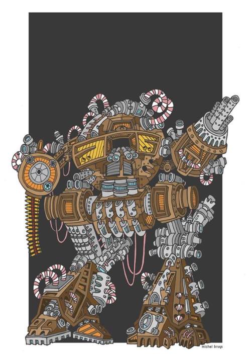 xombiedirge:  Robocop by Zenk One Steampunk ED-209 by Michel Bruys Part of the R-Rated Memories Art show at the Amsterdam Roest.