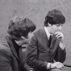 Arriving At The Scene For Their Interview "RoundUp" April 30, 1964 // John Looking Glum When Paul Asked
