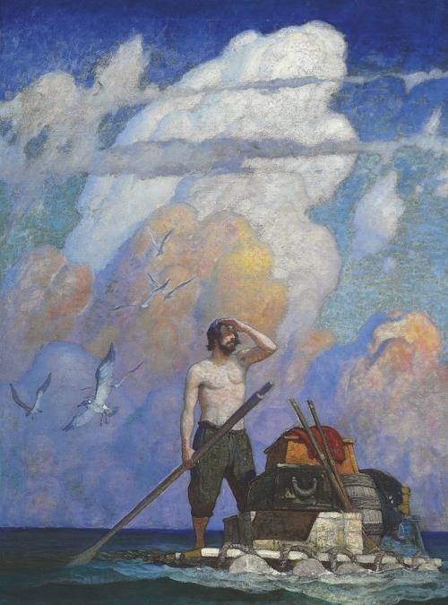 N.C. WYETH&ldquo;For a mile, or thereabouts, my raft went very well&ndash;,&quot;  - Robinson Crusoe
