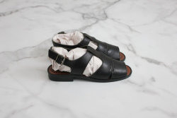 littlealienproducts:  Black Leather Sandals
