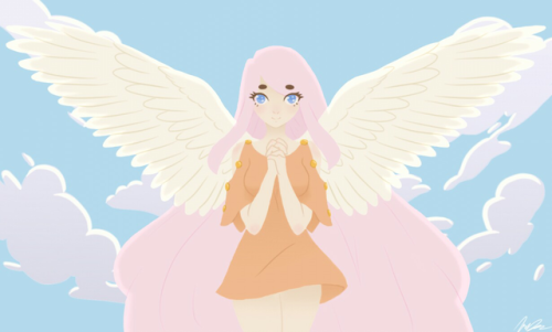 Went more in a happy light with this angel and I love how the clouds and her wings ended!