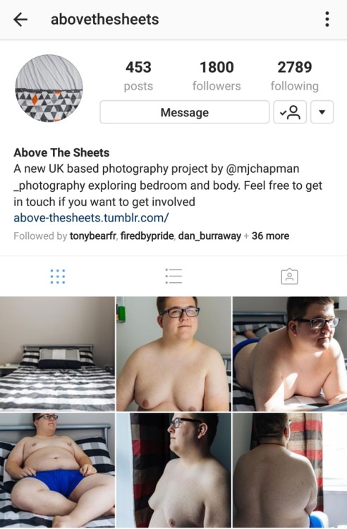 chubby-boy96: Heya to all of my followers! I did a photo shoot with @above-thesheets if you could al