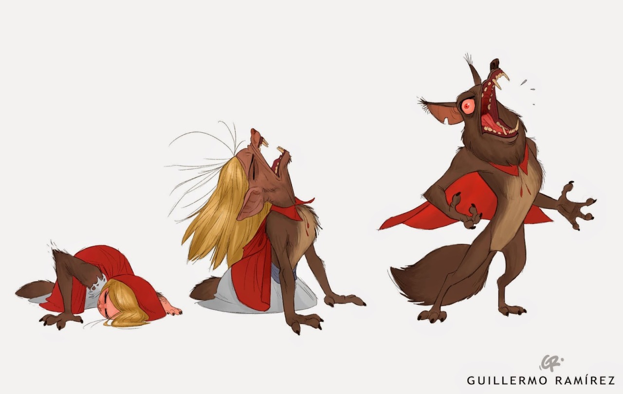 pr1nceshawn:  Little Red Riding Hood Transforming into a Werewolf by Guillermo Ramírez.