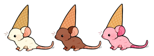 spicymochi: neapolitan mice cream cones