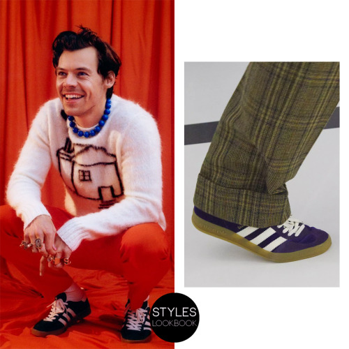  In this As It Was promo picture, Harry is wearing Gucci x Adidas Gazelle sneakers.Gucci x Adidas sn