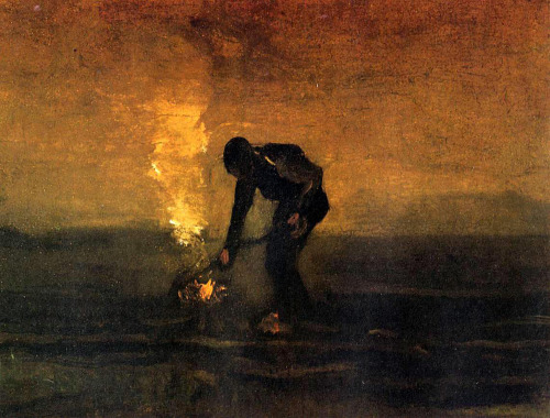 sakrogoat:Vincent van Gogh - Peasant Burning Weeds