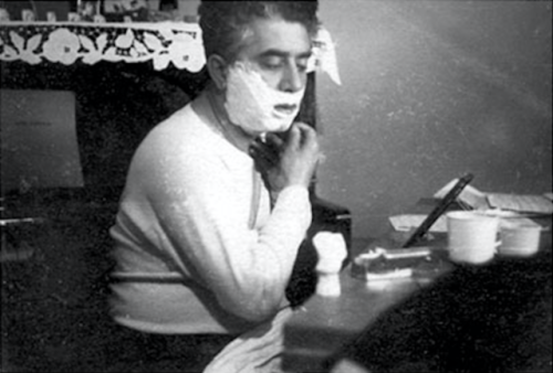 Aram Khachaturian shaving.